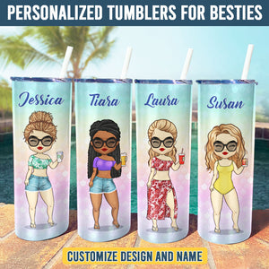 Vacances d'été Chibi - Gobelet fin personnalisé - Cadeau pour meilleure amie