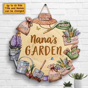 Jardin de grand-mère - Panneau en bois personnalisé - Cadeau pour grand-mère et grands-parents