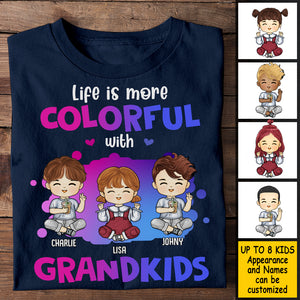 La vie est plus colorée avec ses petits-enfants - Cadeau pour grands-parents, t-shirt unisexe personnalisé, sweat à capuche