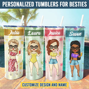 Chibi Summer Floral - Gobelet fin personnalisé - Cadeau pour meilleure amie