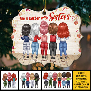 Sisters Forever, Never Apart - Maybe In Distance But Never At Heart - Personalized Shaped Ornament.
