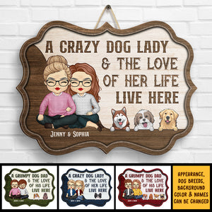 Un papa chien grincheux et son amour - Panneau en bois personnalisé - Cadeau pour couples, mari et femme