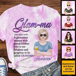 Glam-ma, une femme glamour avec des petits-enfants - Cadeau pour maman, grand-mère - T-shirt unisexe personnalisé imprimé sur toute la surface