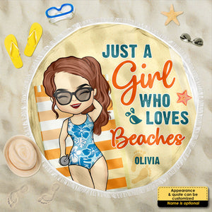 Serviette de plage ronde personnalisée « Good Times & Tan Lines »