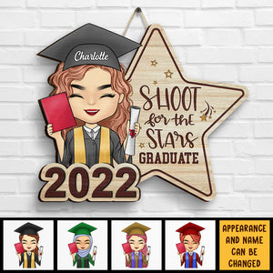 Panneau en bois personnalisé « Shoot For The Stars » pour diplômé