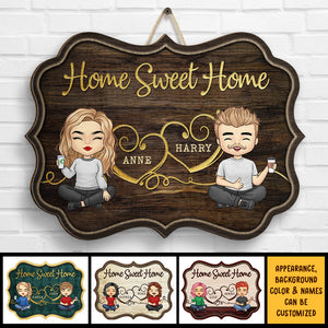 Home Sweet Home - Cadeau pour couple, mari et femme - Panneau en bois personnalisé
