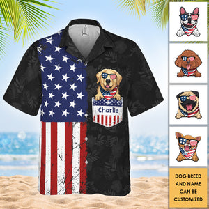 Joyeux 4 juillet ! T-shirt hawaïen personnalisé ! Cadeau pour papa, cadeau pour amoureux des animaux
