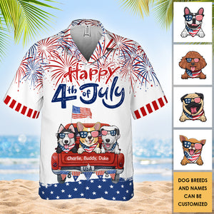 Joyeux 4 juillet ensemble ! T-shirt hawaïen personnalisé ! Cadeau pour papa, cadeau pour amoureux des animaux