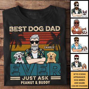 Meilleur papa chien, demandez-lui simplement ! T-shirt et sweat à capuche unisexe personnalisé ! Cadeau pour les amoureux des animaux
