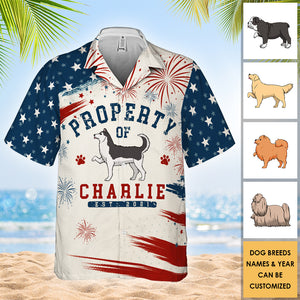 Propriété de mes chiens - T-shirt hawaïen personnalisé - Cadeau pour papa, cadeau pour amoureux des animaux