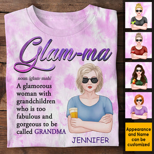 Glam-ma, une femme glamour avec des petits-enfants - Cadeau pour maman, grand-mère - T-shirt unisexe personnalisé imprimé sur toute la surface