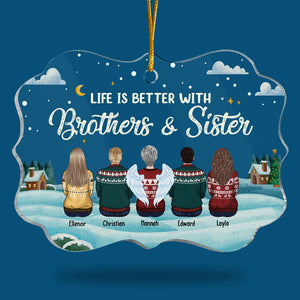 La vie est meilleure avec ses frères et sœurs - Décoration de Noël personnalisée en acrylique en forme de Benelux - Cadeau pour frères et sœurs, cadeau de Noël