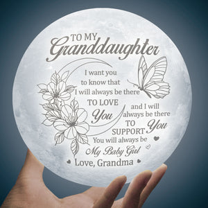 Je serai toujours là pour te soutenir - Lampe Lune - Pour ma petite-fille, Cadeau pour petite-fille, Cadeau de grand-mère pour petite-fille, Cadeau d'anniversaire pour petite-fille, Cadeau de Noël