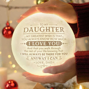 Mon plus grand souhait - Lampe lunaire - Pour ma fille, cadeau pour fille, cadeau de papa pour fille, cadeau d'anniversaire pour fille, cadeau de Noël