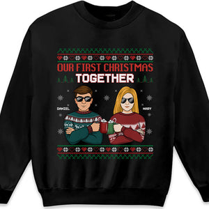 Notre premier Noël ensemble - T-shirt, sweat à capuche et sweat-shirt unisexe personnalisé pour couple - Cadeau de Noël pour mari et femme, anniversaire