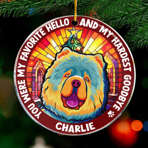 Mon préféré Bonjour - Ornement commémoratif personnalisé - Forme ronde en acrylique - Cadeau de Noël, cadeau de condoléances pour les propriétaires d'animaux et les amoureux des animaux
