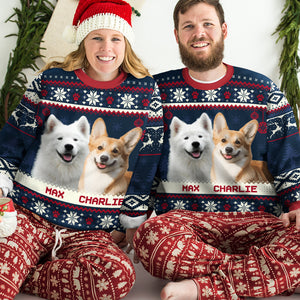 Sweat-shirt personnalisé avec photo « Mon cœur est dans tes pattes » pour chien et chat, personnalisé et moche, pull unisexe en laine, cadeau de Noël pour les propriétaires et les amoureux des animaux.