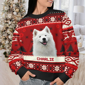Sweat-shirt personnalisé avec photo « Mon cœur est dans tes pattes » pour chien et chat, personnalisé et moche, pull unisexe en laine, cadeau de Noël pour les propriétaires et les amoureux des animaux.