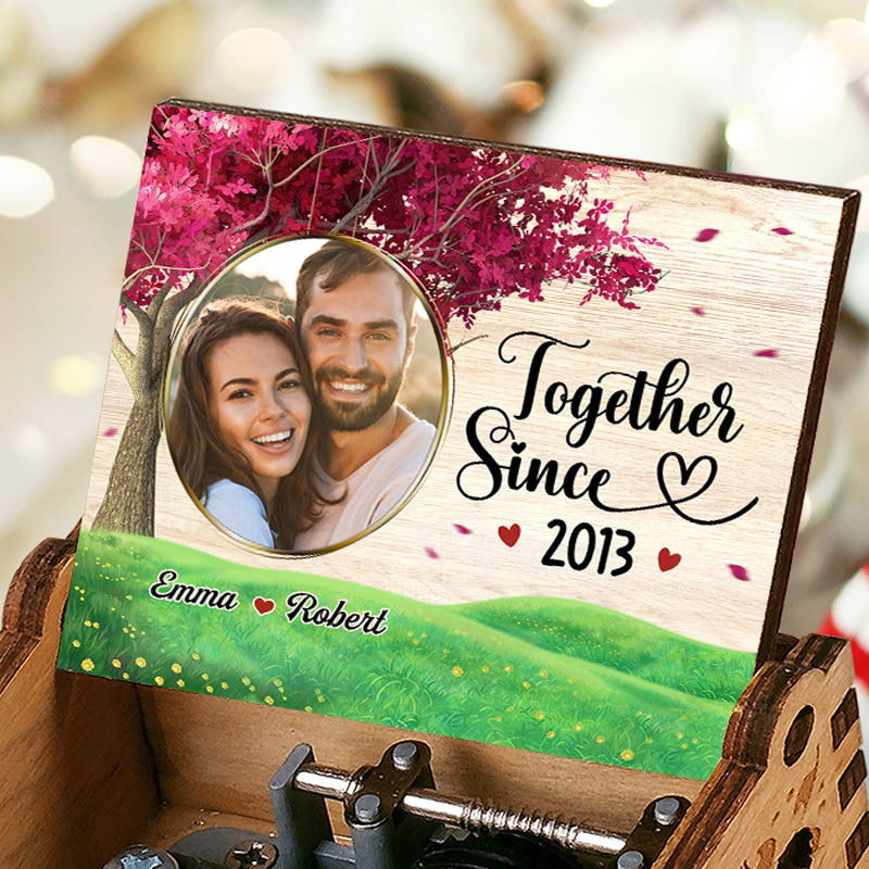 Boîte à musique personnalisée avec photo « Love You Till We're Old And Gray » de 9,4 cm, pour couple, cadeau pour mari et femme, anniversaire