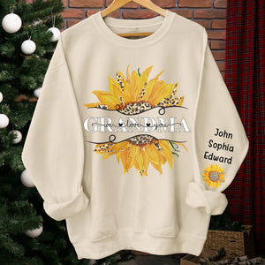 Love My Grandma - Family Personalized Custom Unisex Sweatshirt With Design On Sleeve - Christmas Gift For Grandma