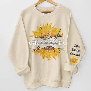 Love My Grandma - Family Personalized Custom Unisex Sweatshirt With Design On Sleeve - Christmas Gift For Grandma
