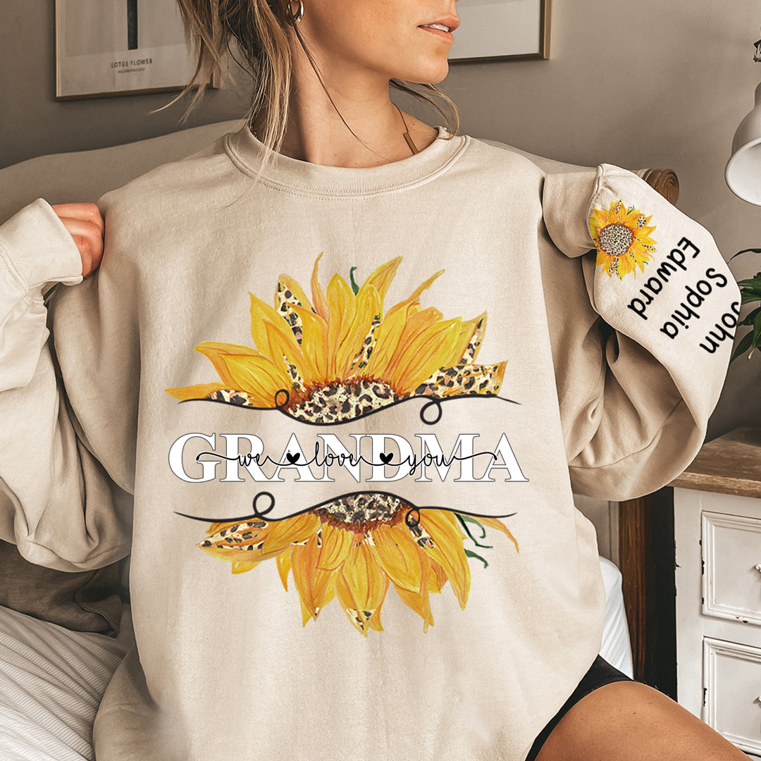 Love My Grandma - Family Personalized Custom Unisex Sweatshirt With Design On Sleeve - Christmas Gift For Grandma