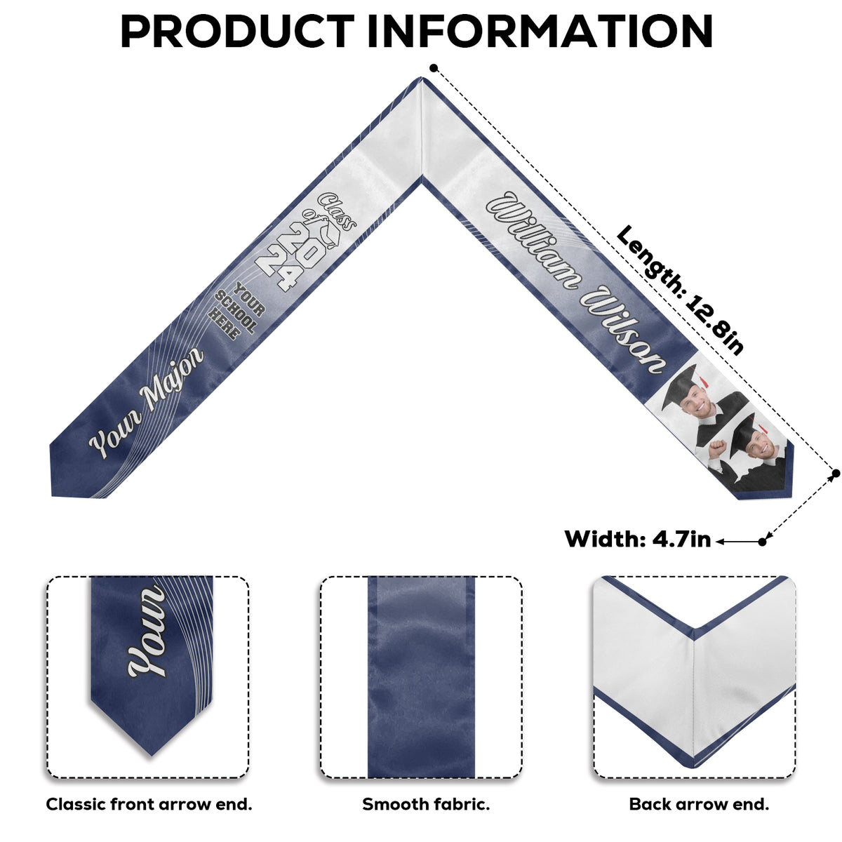 Proud Graduate Of The Class Of 2024 - Personalized Custom Graduation Stole - Upload Image, Graduation Gift