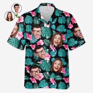 Photo personnalisée « Tu m'as eu à Aloha » - T-shirt hawaïen tropical unisexe personnalisé pour couple - Cadeau de vacances d'été, cadeau pour mari et femme