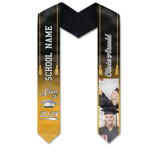 Class Of 2024 - Personalized Custom Graduation Stole - Upload Image, Graduation Gift