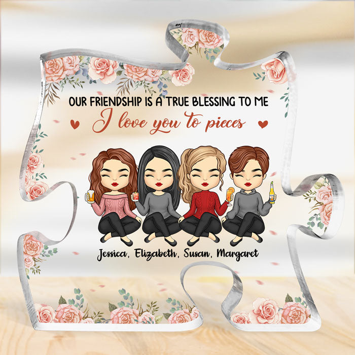 Notre amitié est une véritable bénédiction - Plaque acrylique personnalisée en forme de puzzle pour meilleure amie - Cadeau pour meilleures amies, meilleures amies, sœurs