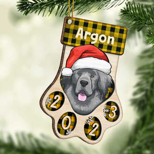 Joyeux Pawlidays - Chiens de Noël et chats souriants - Décoration de Noël en bois personnalisée en forme de patte