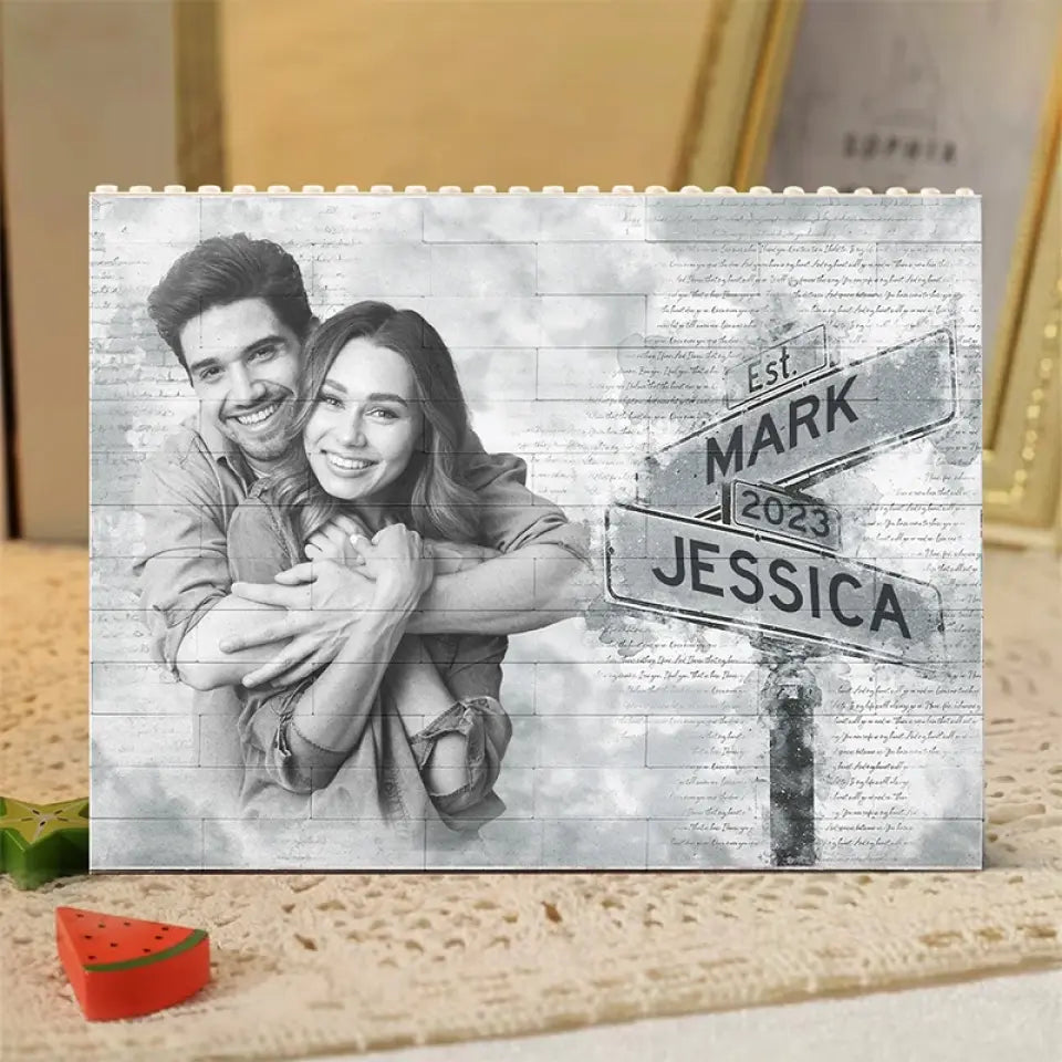 Photo personnalisée « Je suis toujours avec toi » - Blocs de construction rectangulaires horizontaux personnalisés pour couple - Cadeau pour mari et femme, anniversaire