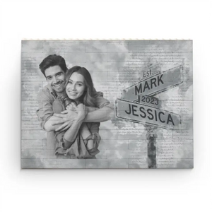 Photo personnalisée « Je suis toujours avec toi » - Blocs de construction rectangulaires horizontaux personnalisés pour couple - Cadeau pour mari et femme, anniversaire