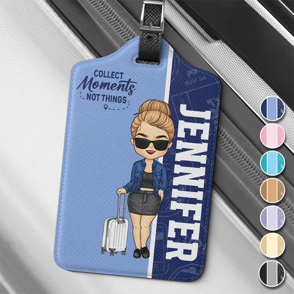 Voyager, c'est vivre - Étiquette de bagage personnalisée - Cadeau de vacances, cadeau pour les amoureux du voyage d'aventure