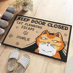 Chats en train de planifier une évasion - Tapis décoratif personnalisé pour la maison - Cadeau de pendaison de crémaillère pour les amoureux des animaux