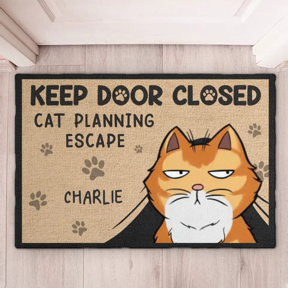 Chats en train de planifier une évasion - Tapis décoratif personnalisé pour la maison - Cadeau de pendaison de crémaillère pour les amoureux des animaux