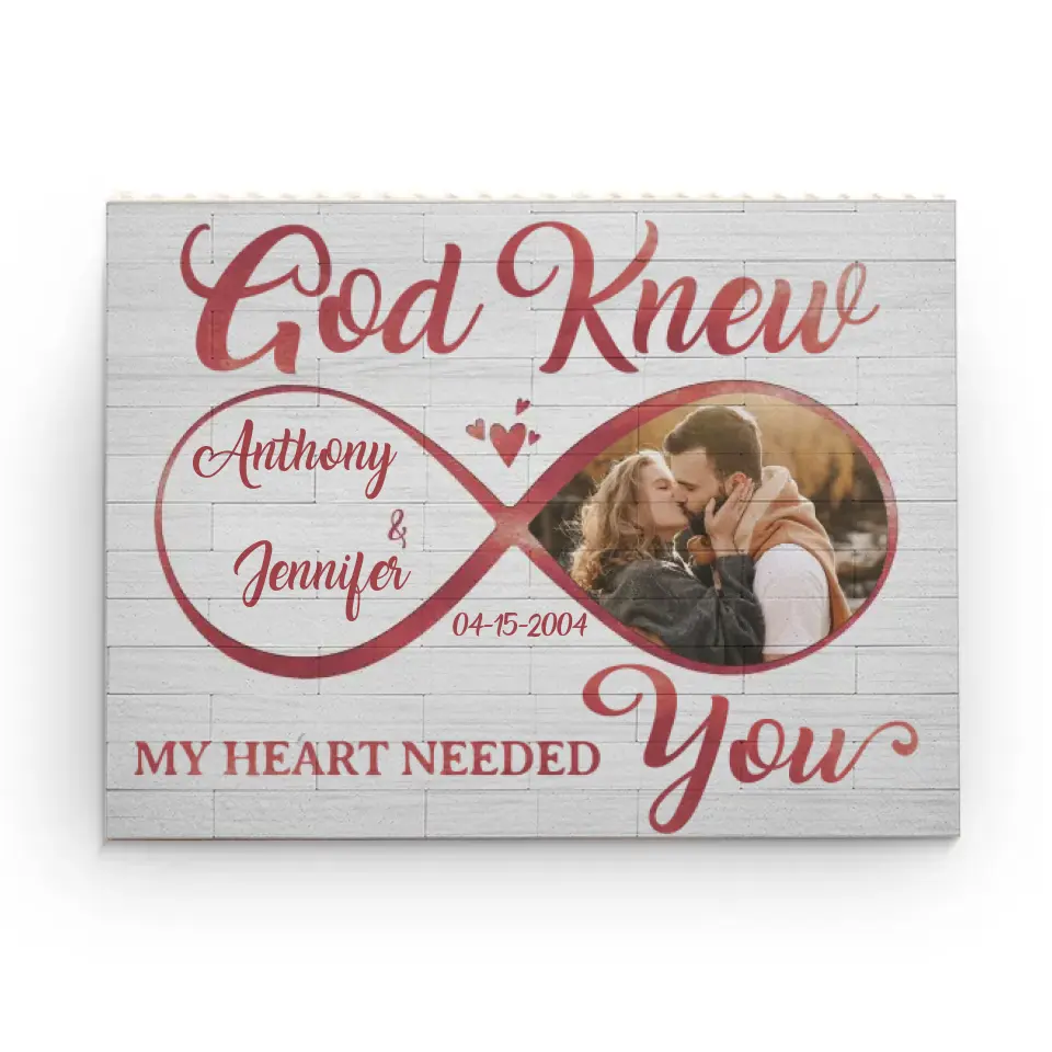 Photo personnalisée « Mon cœur avait besoin de toi » – Blocs de construction rectangulaires horizontaux personnalisés pour couple – Cadeau pour mari et femme, anniversaire
