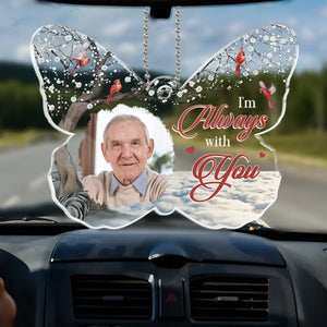 Photo personnalisée « Je sais que je ne conduis jamais seul » - Ornement de voiture personnalisé commémoratif - Forme personnalisée en acrylique - Cadeau de condoléances pour les membres de la famille