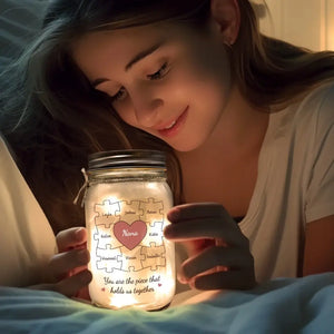 Tu es la pièce maîtresse - Lampe personnalisée en pot Mason pour la famille - Cadeau pour la fête des mères, maman, grand-mère