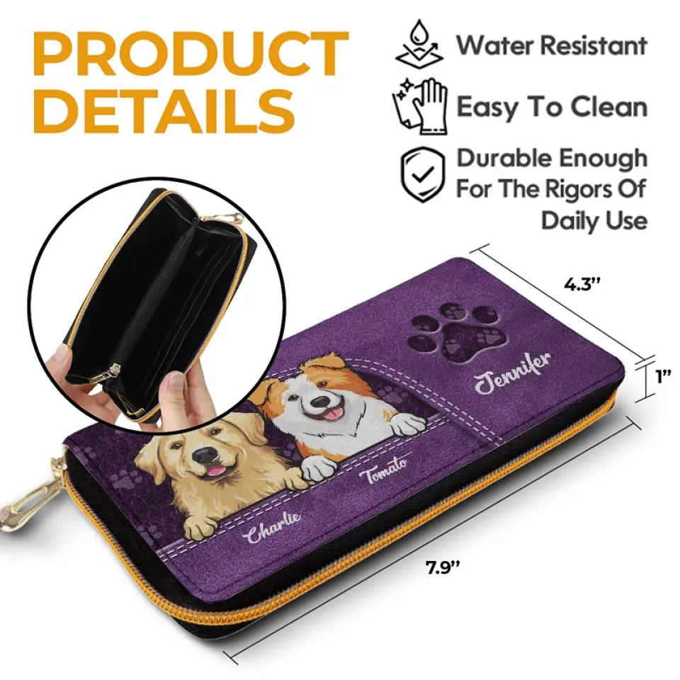 Les animaux de compagnie nous rendent la vie plus belle ! Portefeuille long en cuir personnalisé pour chien et chat ! Cadeau pour propriétaires et amoureux des animaux.