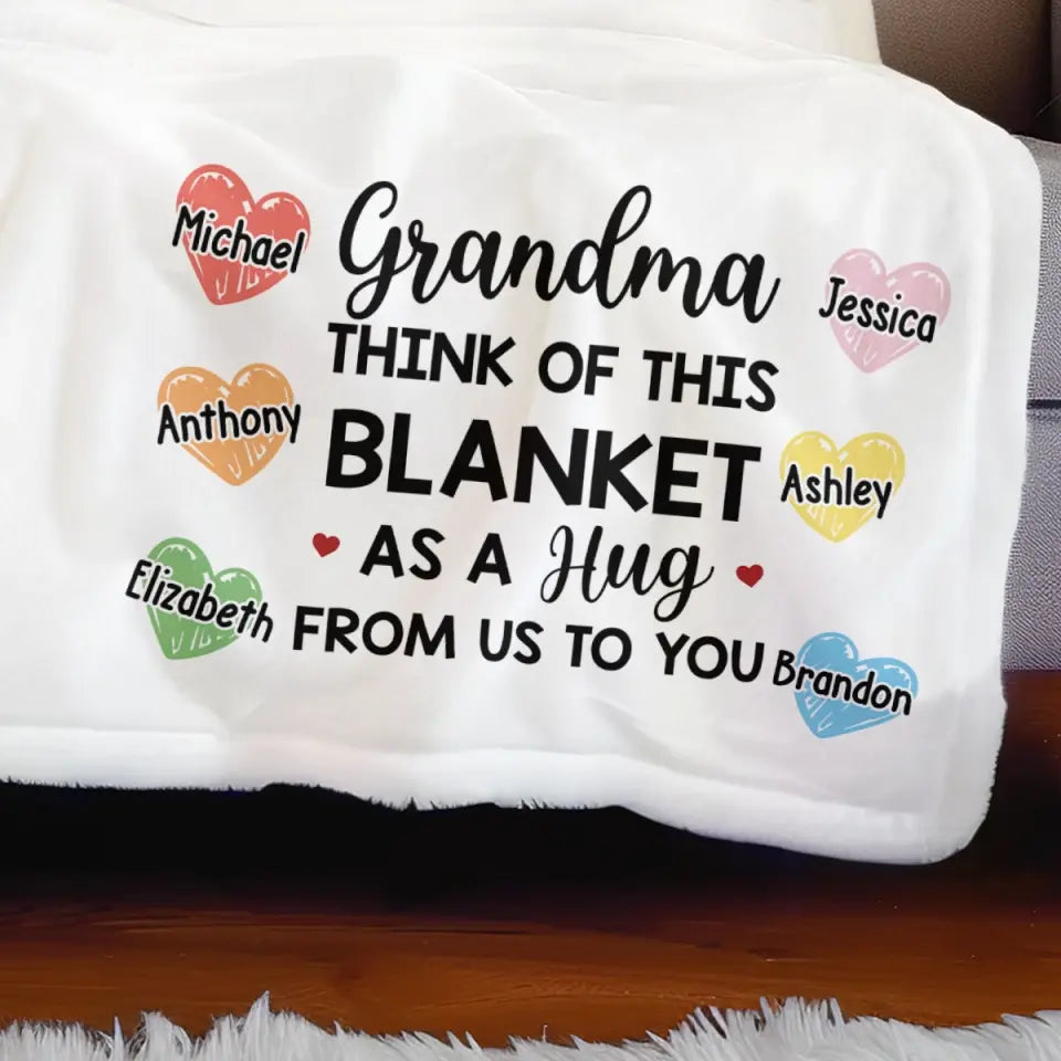 Couverture câline avec les petits-enfants - Couverture personnalisée pour la famille - Cadeau pour grand-mère