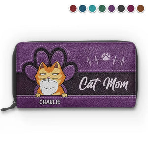 Portefeuille long en cuir personnalisé « Happy Being Fur Mom » pour chien et chat – Cadeau pour propriétaires et amoureux des animaux