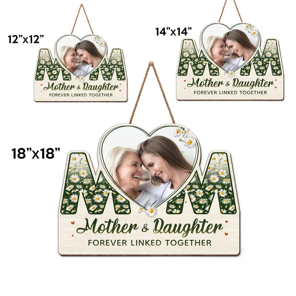 Photo personnalisée « Nous sommes liés à jamais » – Panneau en bois personnalisé pour décoration d'intérieur familiale – Cadeau de pendaison de crémaillère pour maman