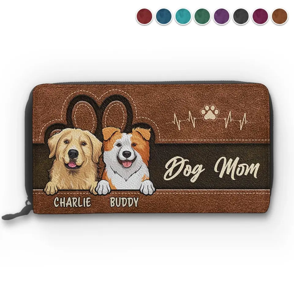 Mon compagnon à quatre pattes m'emmène avec lui - Portefeuille long en cuir personnalisé pour chien et chat - Cadeau pour les propriétaires et les amoureux des animaux
