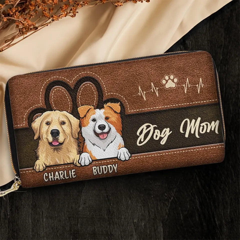 Mon compagnon à quatre pattes m'emmène avec lui - Portefeuille long en cuir personnalisé pour chien et chat - Cadeau pour les propriétaires et les amoureux des animaux