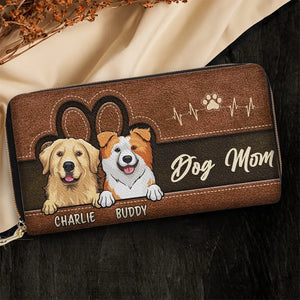 Mon compagnon à quatre pattes m'emmène avec lui - Portefeuille long en cuir personnalisé pour chien et chat - Cadeau pour les propriétaires et les amoureux des animaux