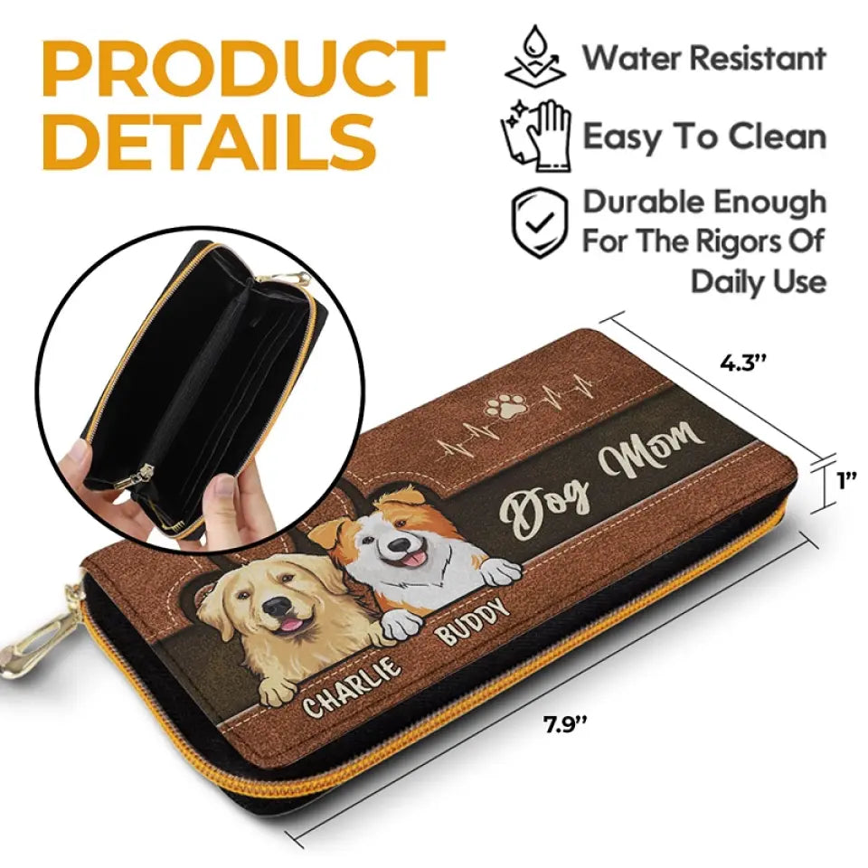 Mon compagnon à quatre pattes m'emmène avec lui - Portefeuille long en cuir personnalisé pour chien et chat - Cadeau pour les propriétaires et les amoureux des animaux