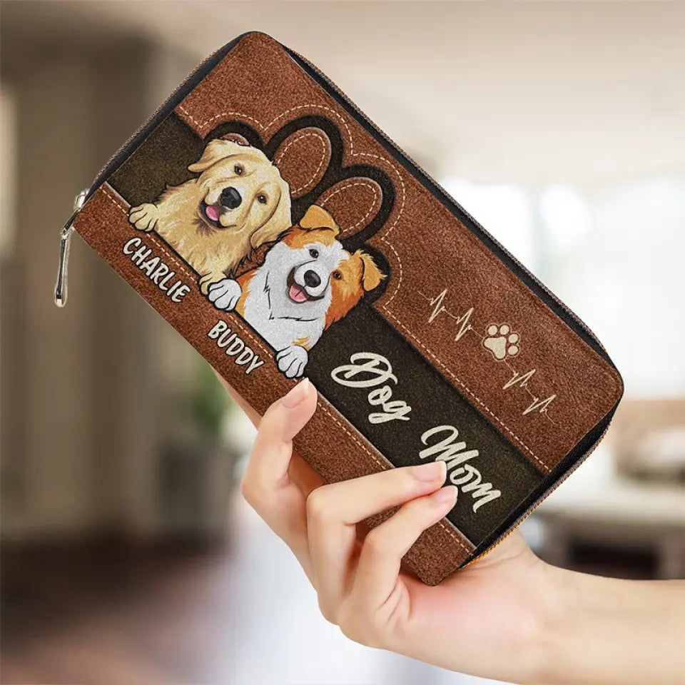 Mon compagnon à quatre pattes m'emmène avec lui - Portefeuille long en cuir personnalisé pour chien et chat - Cadeau pour les propriétaires et les amoureux des animaux