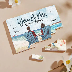 Ensemble, c'est mon endroit préféré - Blocs de construction rectangulaires horizontaux personnalisés pour couple - Cadeau pour mari et femme, anniversaire