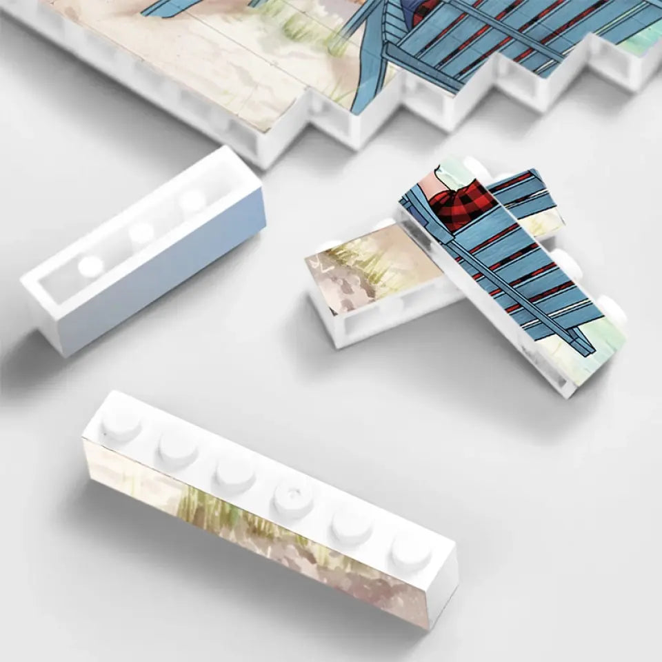Ensemble, c'est mon endroit préféré - Blocs de construction rectangulaires horizontaux personnalisés pour couple - Cadeau pour mari et femme, anniversaire